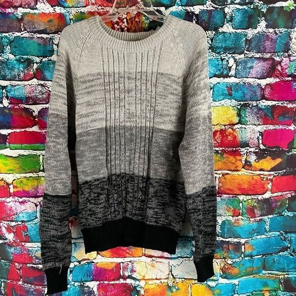 Vintage Chartwell Crew Neck Pullover Sweater Gray Stripes Size Large - Picture 1 of 5